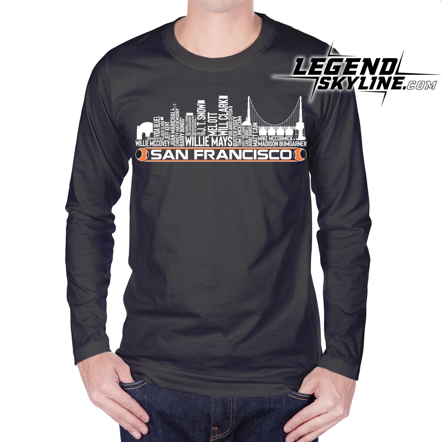 San Francisco Baseball Greatest Of All Time Team Legend San Francisco City Skyline Shirt