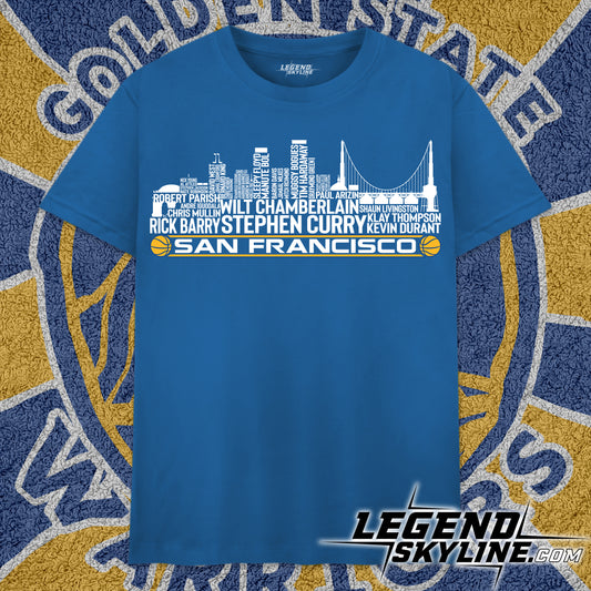 Golden State Basketball Team All Time Legends San Francisco City Skyline Shirt