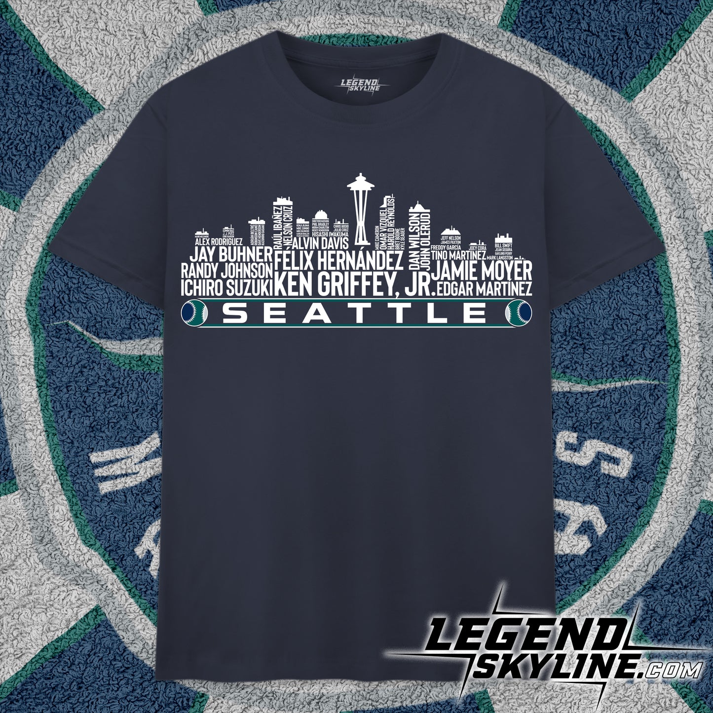 Seattle Baseball Greatest Of All Time Team Legend Seattle City Skyline Shirt
