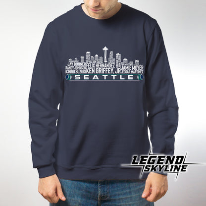 Seattle Baseball Greatest Of All Time Team Legend Seattle City Skyline Shirt