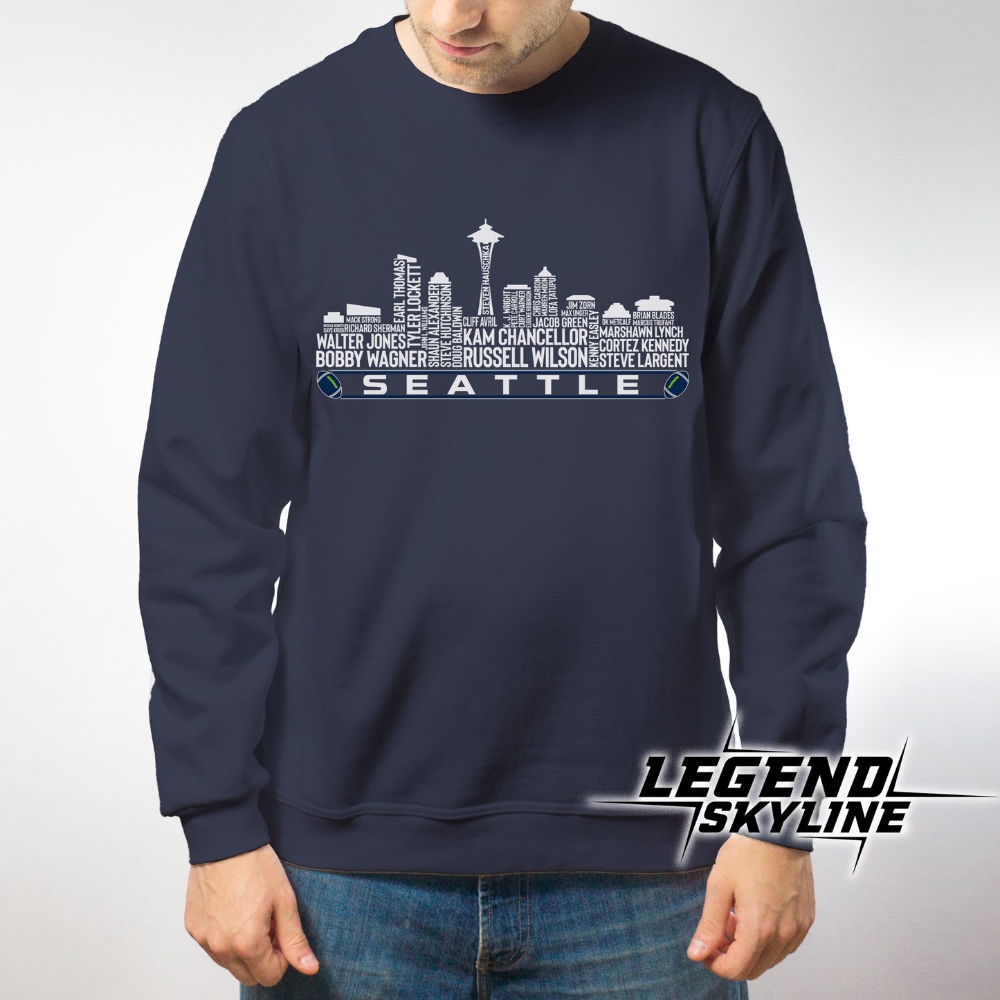 Seattle Football Greatest Of All Time Team Legend Seattle City Skyline Shirt