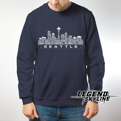 Seattle Football Greatest Of All Time Team Legend Seattle City Skyline Shirt