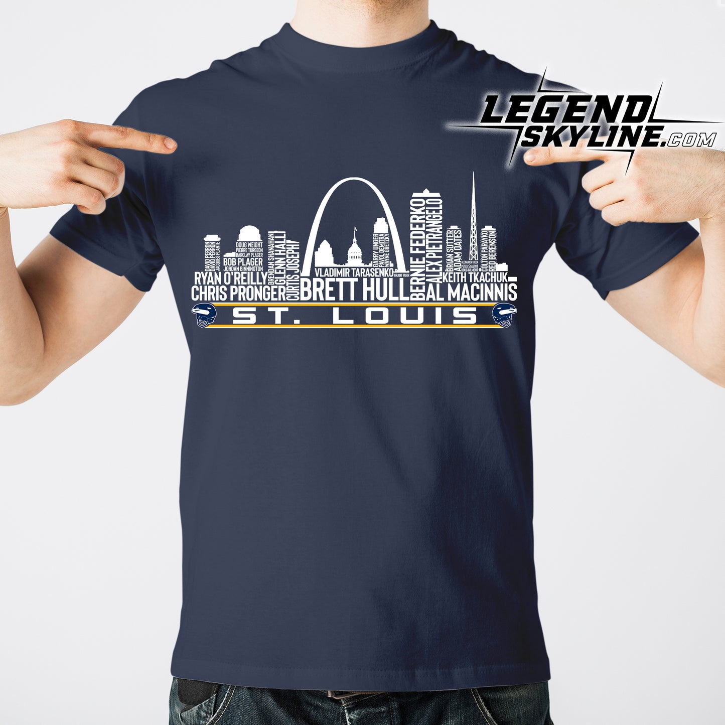 St. Louis Hockey Team All Time Legends St. Louis City Skyline Shirt