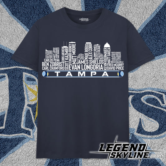 Tampa Bay Baseball Greatest Of All Time Team Legend Tampa Bay City Skyline Shirt
