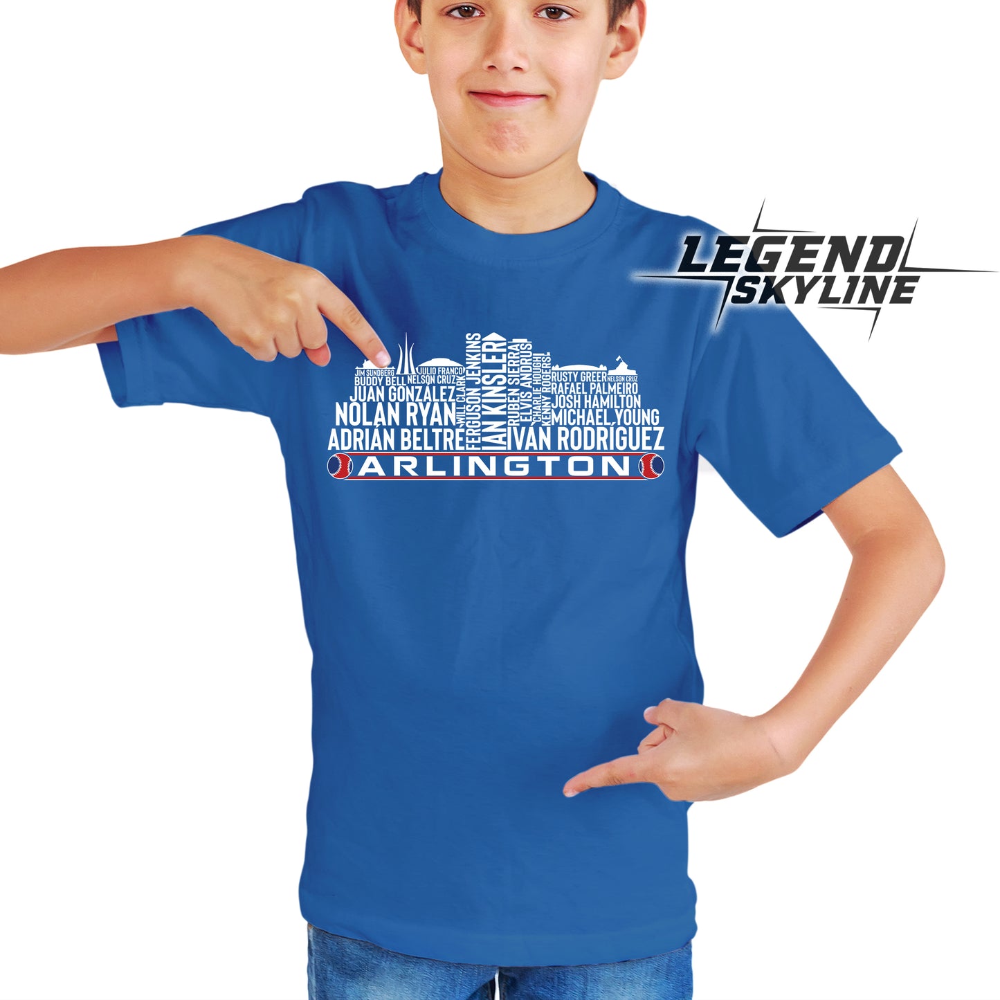 Texas Baseball Greatest Of All Time Team Legend Arlington City Skyline Shirt