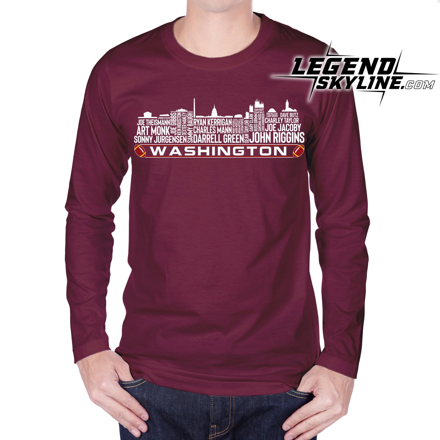 Washington D.C Football Greatest Of All Time Team Legend Washington D.C Skyline Shirt