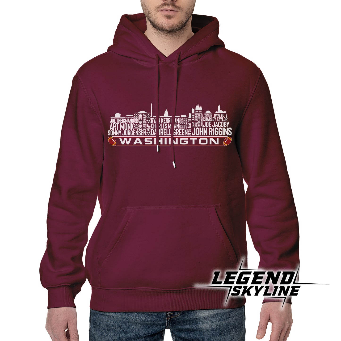 Washington D.C Football Greatest Of All Time Team Legend Washington D.C Skyline Shirt
