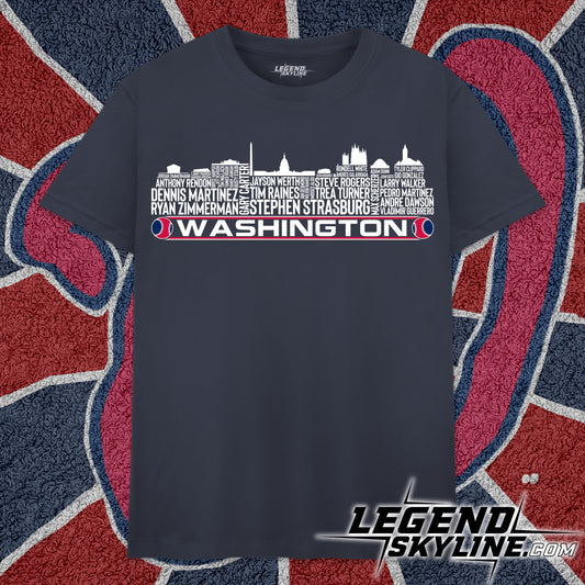 Washington Baseball Greatest Of All Time Team Legend Washington D.C Skyline Shirt